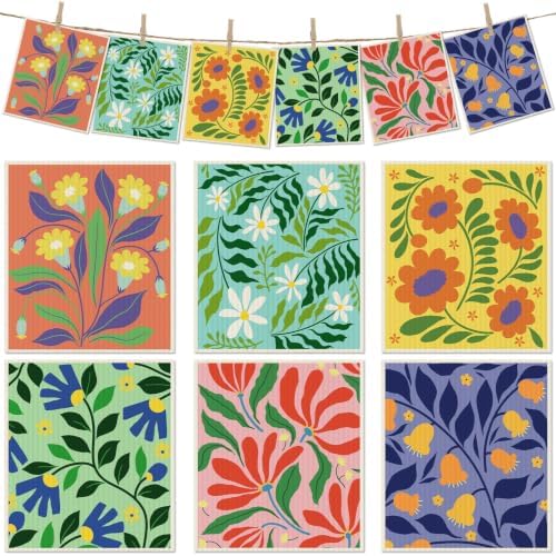 6 Pcs Swedish Paper Cloths for Kitchen, Reusable Paper Towels Washable by Revahope