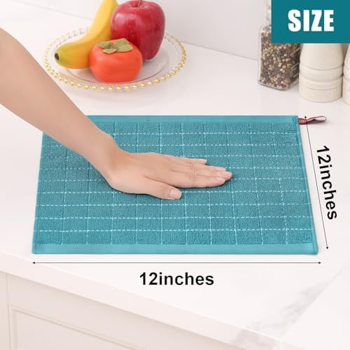 Homaxy 100% Cotton Terry Kitchen Dish Cloths, 8 Pack, Lake Blue - Image 5