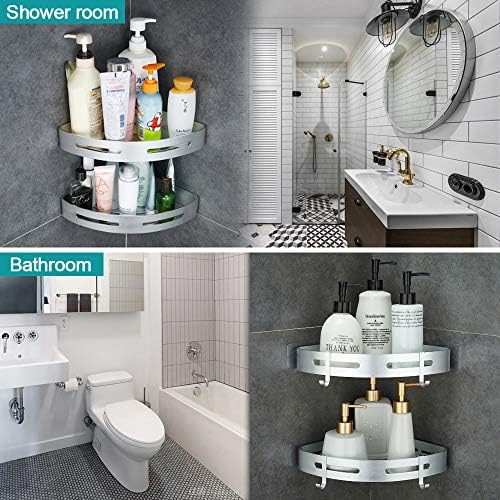 Corner Caddy Bathroom Shower Shelf Wall Mounted No Drilling 2 Tier Storage - Image 3
