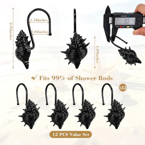 Metal Seashell Shower Curtain Hooks, Rust-Resistant Hooks - Image 3