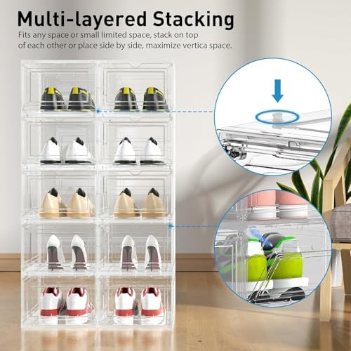 10 Pack Thickened Clear Stackable Shoe Organizer - Image 3