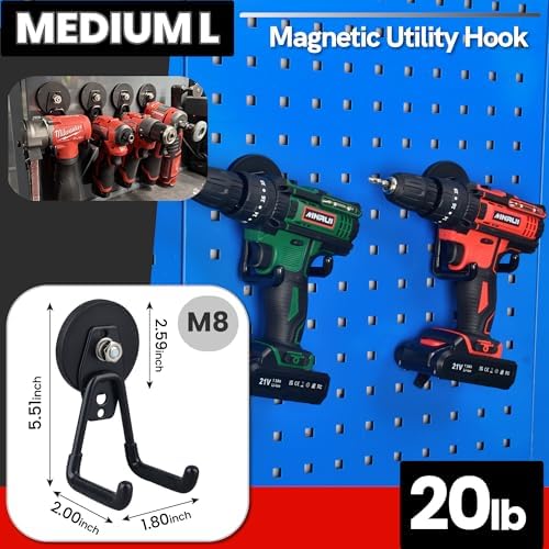 ULIBERMAGNET Heavy Duty Magnetic Garage Hooks Kit, 12 Pack Strong Large Magnet - Image 2
