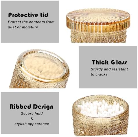 Flrolove 4pcs Amber Glass Qtip Holder, 10oz Bathroom Organizers and Storage - Image 5