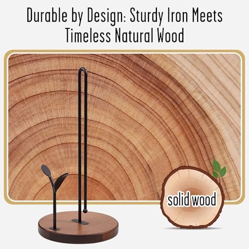 Wooden Paper Towel Holder Countertop, Round Base - Image 3