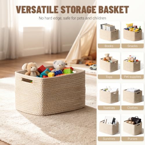 5 Pack Woven Storage Baskets, Decorative Storage Bins - Image 5