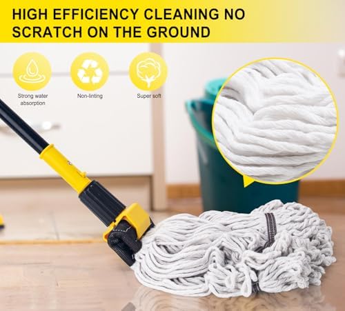KeFanta 60" Heavy Duty Commercial Mops, Looped-End String Industrial Mop - Image 3
