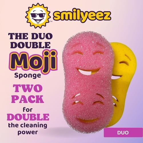 Smilyeez Double-Size Scrub Moji Duo Sponge 2-Pack – Dual Smiling Faces - Image 4