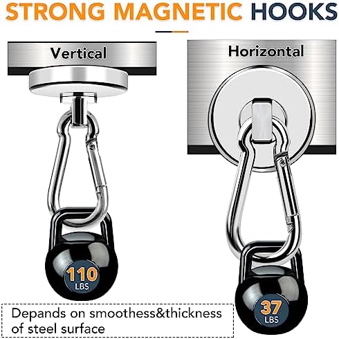 MIKEDE Magnetic Hooks Heavy Duty 110LBS+ Strong Neodymium Magnets - Image 2