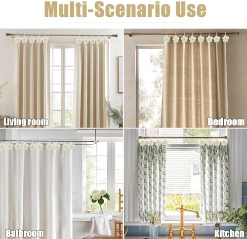 Flower Decorative Shower Curtain Hooks, Stylish Fabric Flower Shower Curtain - Image 6