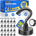 Grtard 20 Pack Black Magnetic Hooks Heavy Duty, 30LBS Strong Magnet Hooks by Grtard