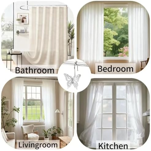 12PCS Decorative Shower Curtain Hooks, Metal Shower Curtain Rings, Rustproof - Image 7