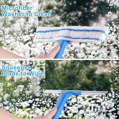 Mitclear Window Cleaner Tool, Long Handle 57'', Clean Widows Car Windshield - Image 2