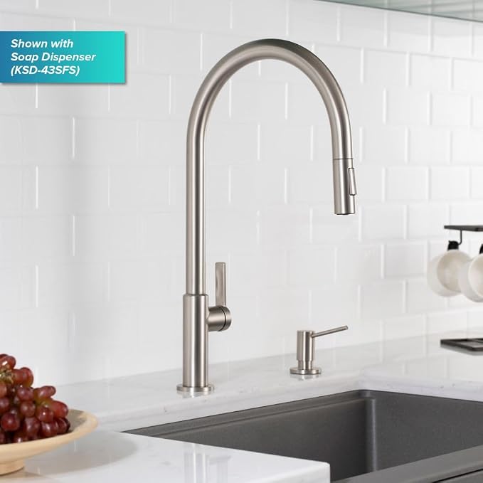 KRAUS Oletto High-Arc Tall Single Handle Pull-Down Kitchen Faucet in Spot Free - Image 10
