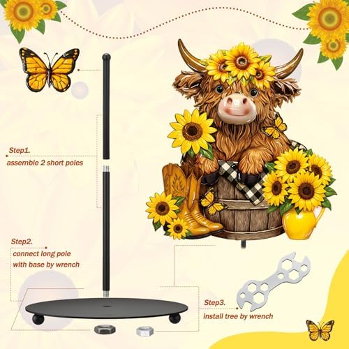 Summer Sunflower Highland Cow Paper Towel Holder Sunflower Floral Cattle - Image 5