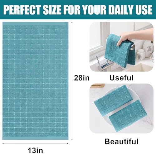 Homaxy 100% Cotton Terry Kitchen Towels, 8 Pack, Lake Blue - Image 5