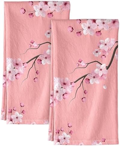Miss Adola Flour Sack Kitchen Towels Set of 2, Peach Blossom by MissAdola