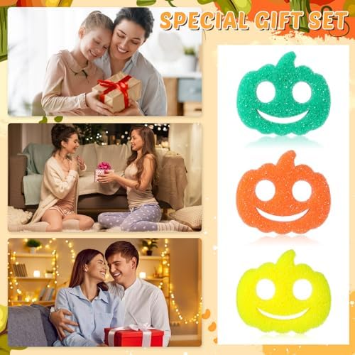 FillTouch Thanksgiving Pumpkin 3 Pcs Scrub Sponge - Image 2