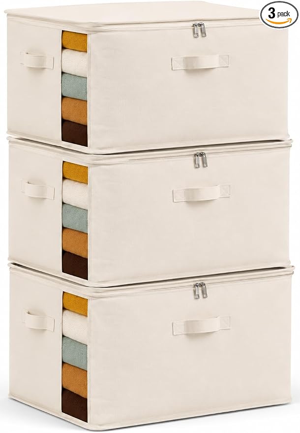 3 Pack Canvas Comforter Storage Bags by Vailando