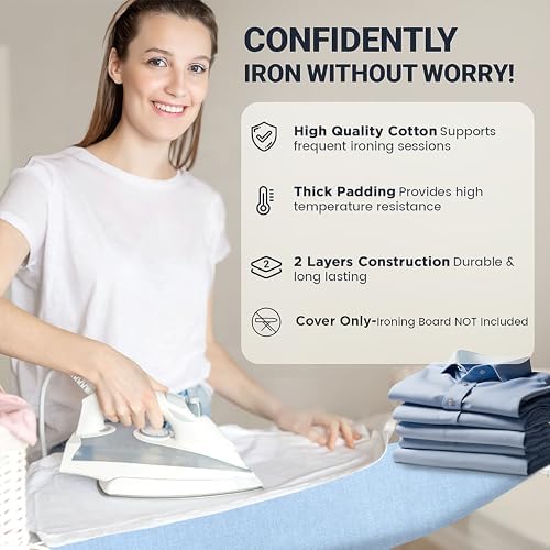 UniSimp Ironing Board Cover and Pad 18"x49" Extra Thick Natural Cotton - Image 6