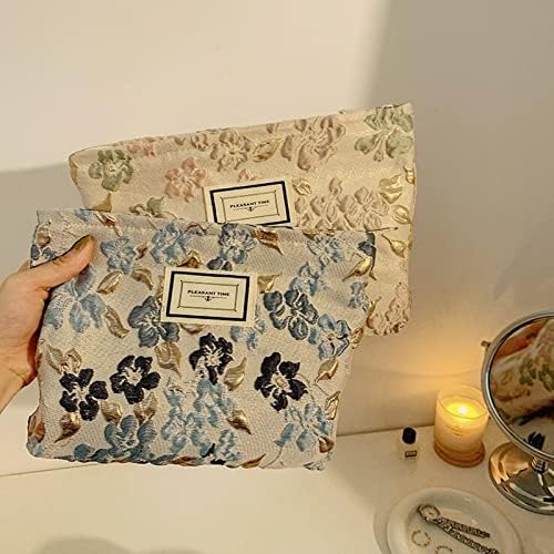 SxoSyo Flowers Makeup Bag for Women, Large Cosmetic Pouch for Purse - Image 4