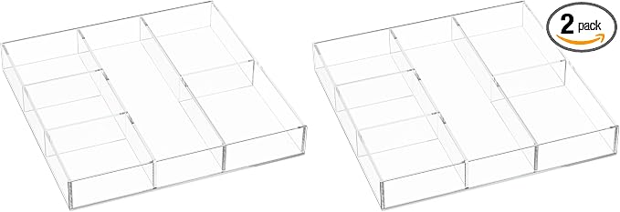HIIMIEI Acrylic Drawer Organizer, 6 Section Clear Makeup Tray Organizer by HIIMIEI
