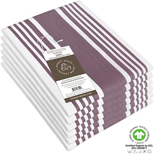 HONEST WEAVE GOTS Certified Organic Cotton Kitchen Hand and Dish Towel Sets - Image 3