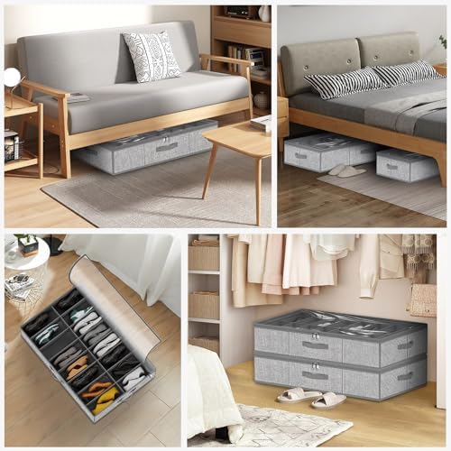 homyfort 32 Pairs Shoe Organizer Under Bed, Underbed Shoe Storage Boxes Bins - Image 7