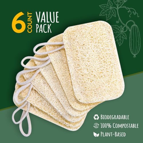 Natural Loofah Dish Sponge 6-Pack Biodegradable Sponges - Image 3