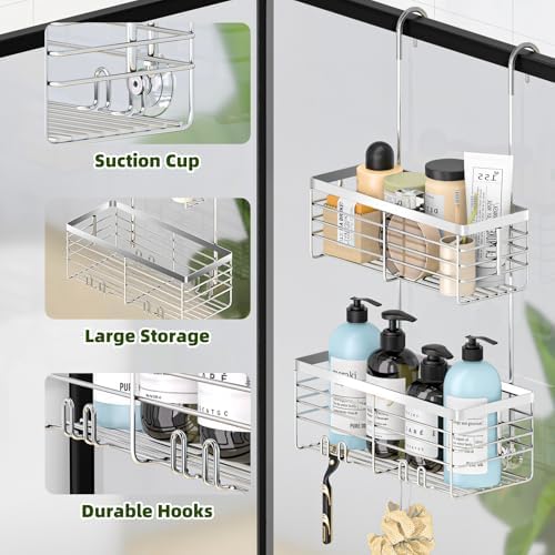 YUOROS 2 Tier Shower Caddy Hanging Over the Door - Image 3