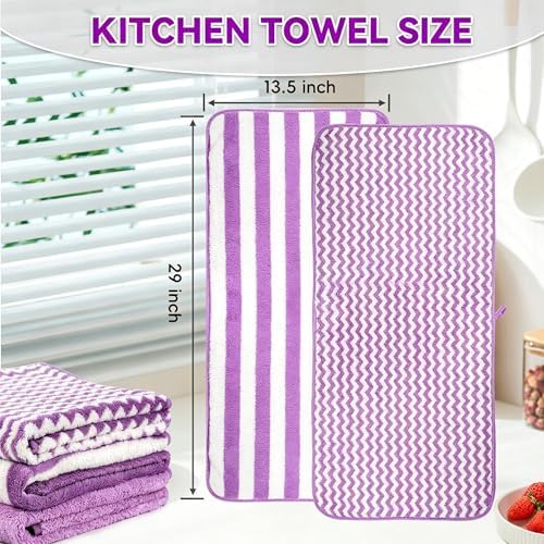 Microfiber Cleaning Cloths, 6 Pack Purple Kitchen Towels - Image 3