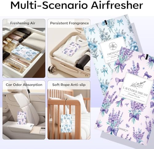 MYARO 20Pcs Lavender Linen Scented Sachets, Closet Deodorizer Car Freshener - Image 3