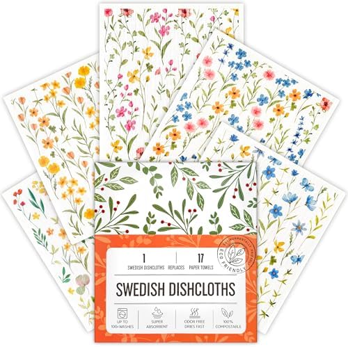 Swedish Dishcloths for Kitchen, 5 Pack Flowers Reusable Paper Towels Washable by Unknown