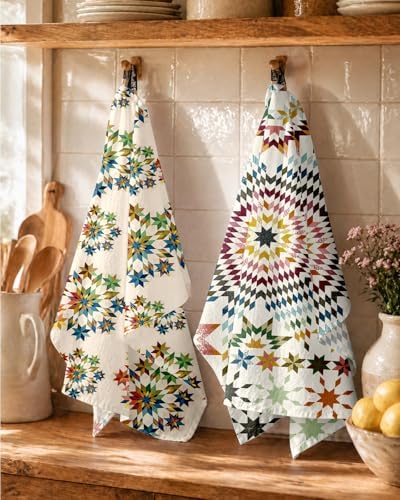 Miss Adola 2 Pack 150GSM Flour Sack Kitchen Towels, Starburst Design - Image 5