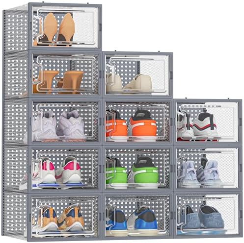 HOMIDEC Clear Shoe Storage Boxes, Stackable Shoe Organizer by DecorateYourHome