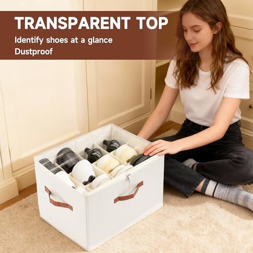 2-Pack Shoe Organizer for Closet, Foldable Shoe Storage Container - Image 4