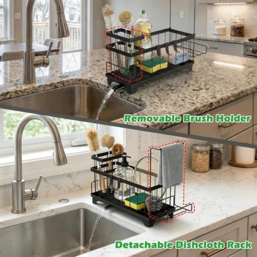 Sponge Holder for Kitchen Sink, Self-Draining Sink Caddy - Image 6