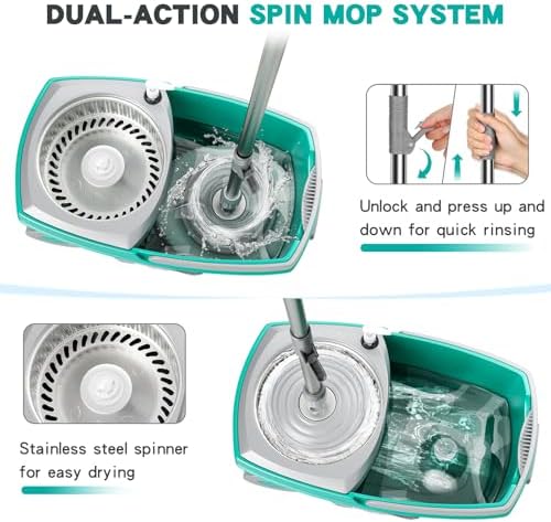 Spin Mop and Bucket Set with 6 Microfiber Heads - Image 4