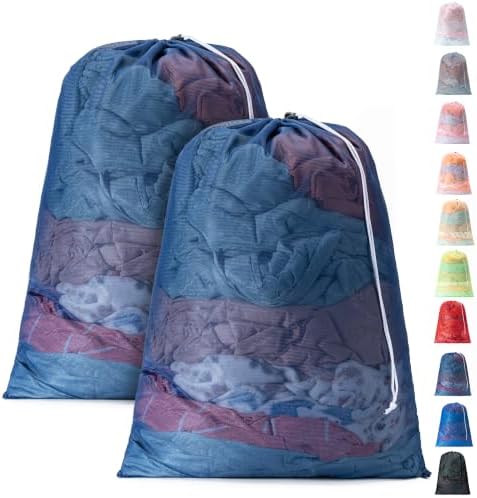 2 Pack Mesh Travel Laundry Bag 28" x 40"Extra Large Dirty Clothes Organizer by Unknown
