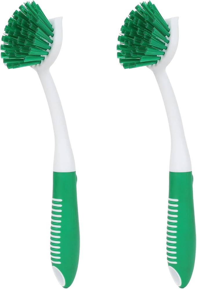Dish Brush with Handle, 2 Pack Scrub Brushes by HileSwan