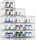KEFA XL Shoe Storage Box Organizer, 12 Pack Shoe Boxes Clear Plastic Stackable by KEFASTORAGEBOX