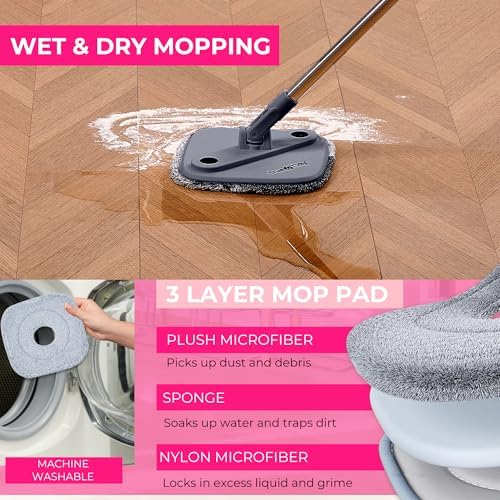True & Tidy True Clean Spin Mop & Bucket System – Dual Compartment Design - Image 5