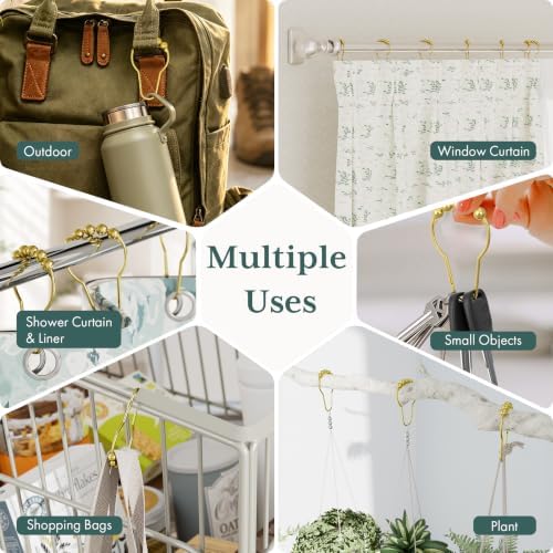 Bathway Shower Curtain Rings, Shower Curtain Hooks Gold Shower Rings Rust Proof - Image 7
