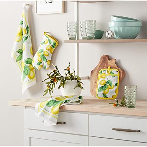 Martha Stewart Lots of Lemons Modern Kitchen Towel, Oven Mitt & Potholder Set - Image 2