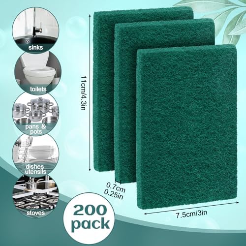 Hoolerry 200 Pcs Non Scratch Scouring Pads - Image 2