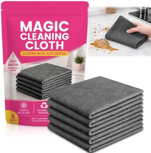 5 Pack Magic Cleaning Cloth, Thick Microfiber Streak Free Cleaning Wipes by Hogitpe