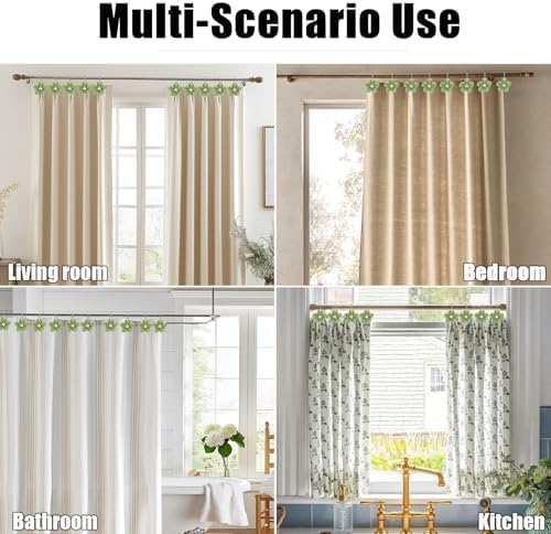 Flower Decorative Shower Curtain Hooks, Stylish Fabric Flower Shower Curtain - Image 6