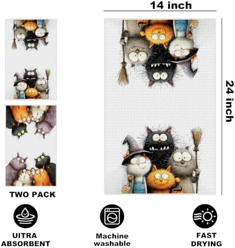 2 Pcs Cute Cat Kitchen Towels, Funny Cats Gifts Absorbent Hand Towels-06 - Image 2