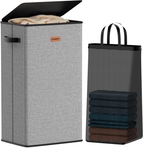 100L Laundry Hamper with Lid, Large Clothes Hampers with Removable Bag by Vexalora