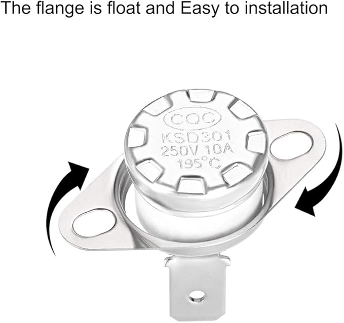 uxcell KSD301 Thermostat 195°C/383°F 10A Normally Closed N.C Adjust Snap Disc Temperature Switch for Microwaves,Oven,Coffee Maker 2pcs,Ceramic Material