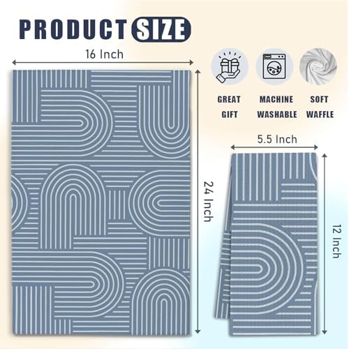 Abstract Boho Blue Kitchen Towels, Minimalist Contemporary Dish Tea Towels - Image 6